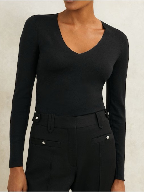 Reiss Sweaters - Reiss Atelier Maeve Knitted Silk-Blend Top Black Medium NWT